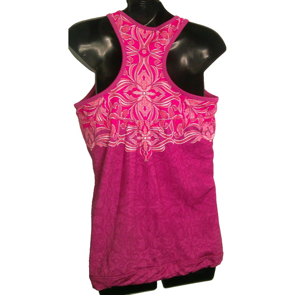 Athleta Women's Large Berry Pink Tinker Tank Top, Racerback Paisley Print - Picture 4 of 7